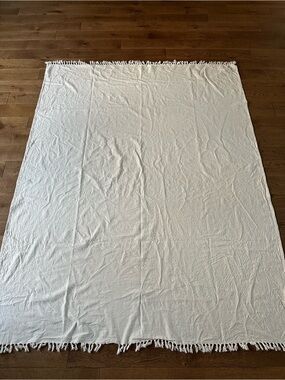 Threshold Cotton Linen Light Weight Small Table Cloth Fringe 60”x77”